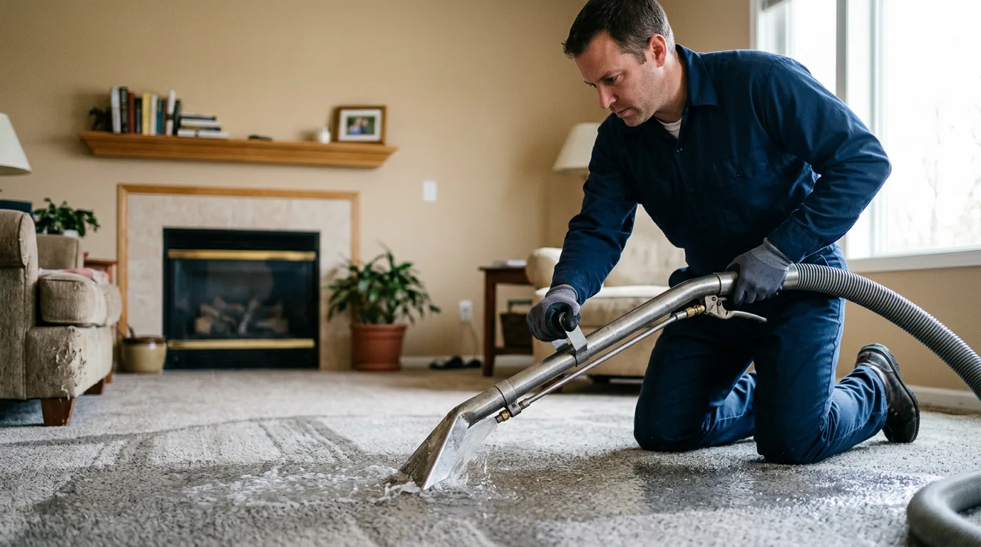 Water damage restoration technician working near Fillmore, IN